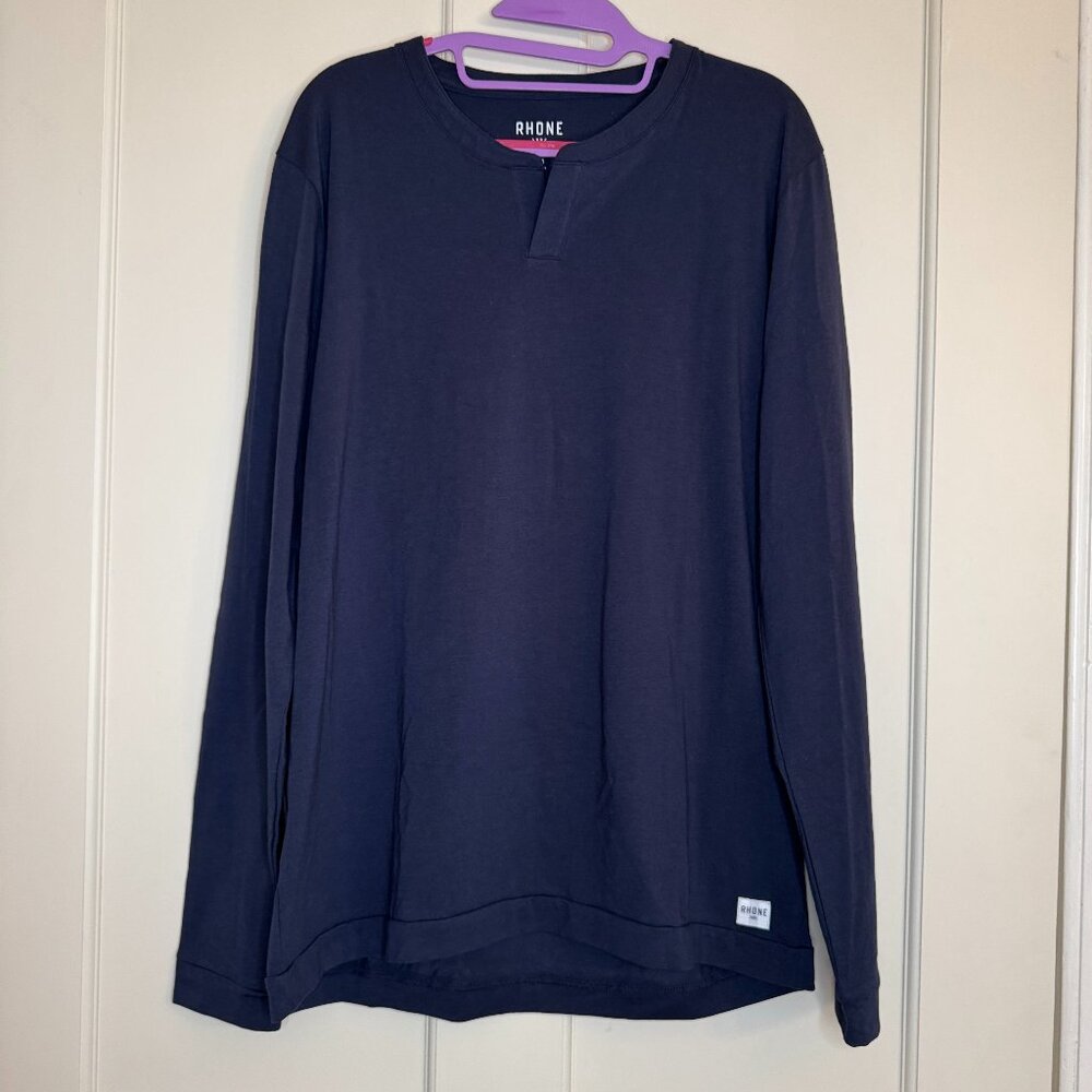 Rhone Mens Lounge Henley Performance Comfort Long Sleeve Navy Size Large